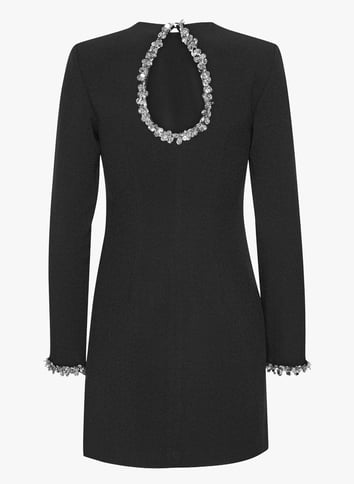 Short high-neck dress with rhinestones ROTATE Black
